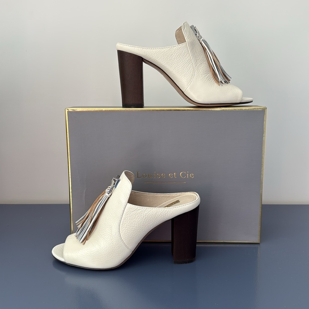 “LOUISE et CIE” Lokemi BEAUTIFUL Cream Leather Mule - Picture 3 of 6